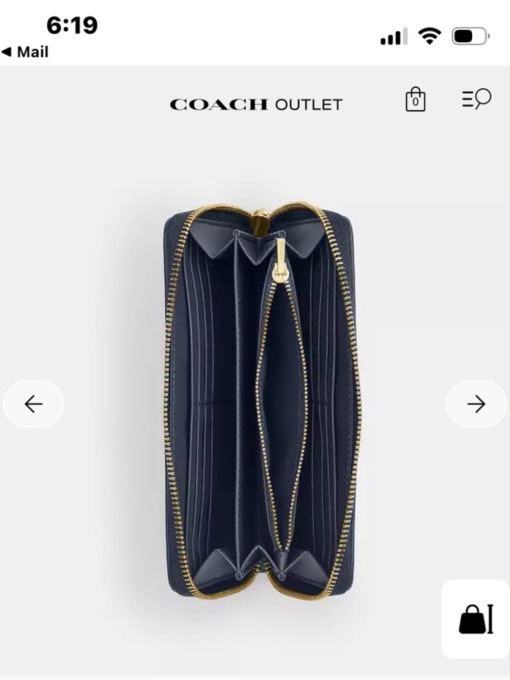 Coach Denim Signature Zip-Around Wallet with Tan Strap - Picture 2 of 2